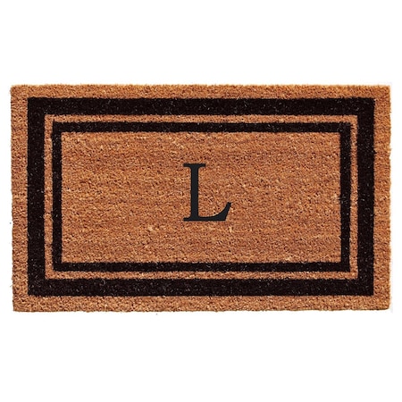 Configuracion 24 x 36 in. Black Border Monogram Rectangular Doormat, Natural - Letter L CO3287595